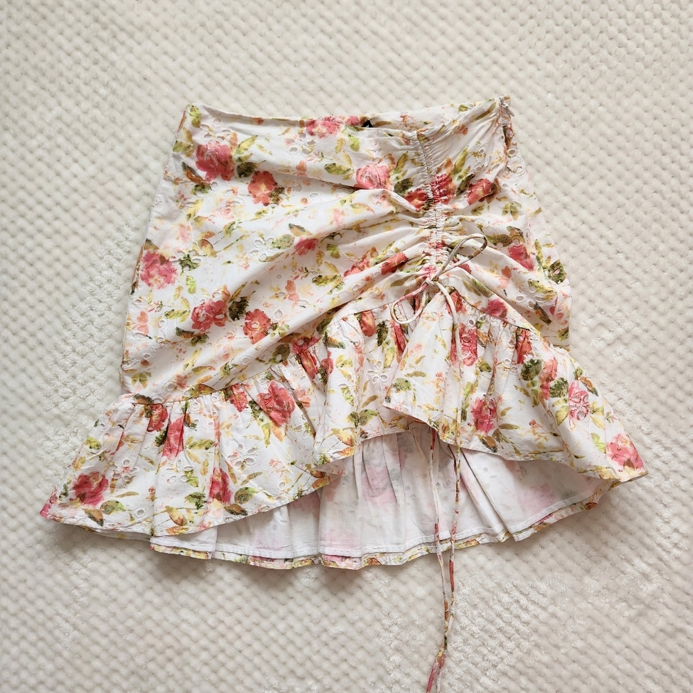 Zara Eyelet Floral Mini Skirt